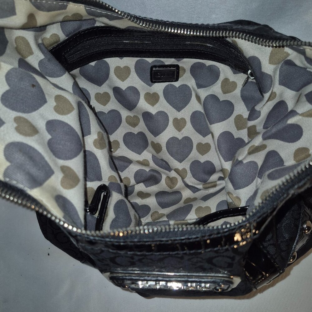 GUESS VINTAGE studded shoulder bag, Black and silver, 13X20 - Picture 7 of 15
